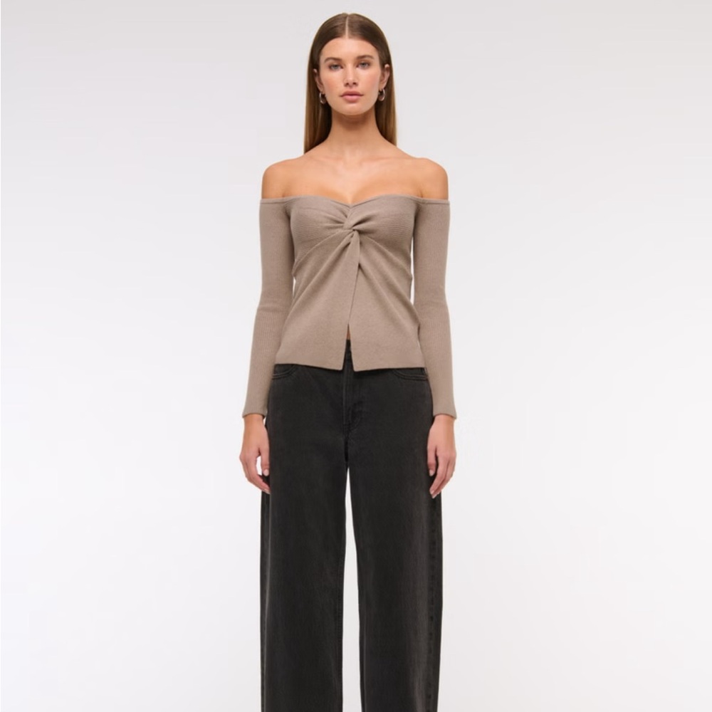 Abercrombie & Fitch Off-The-Shoulder Twist Sweater Top - Size SMALL